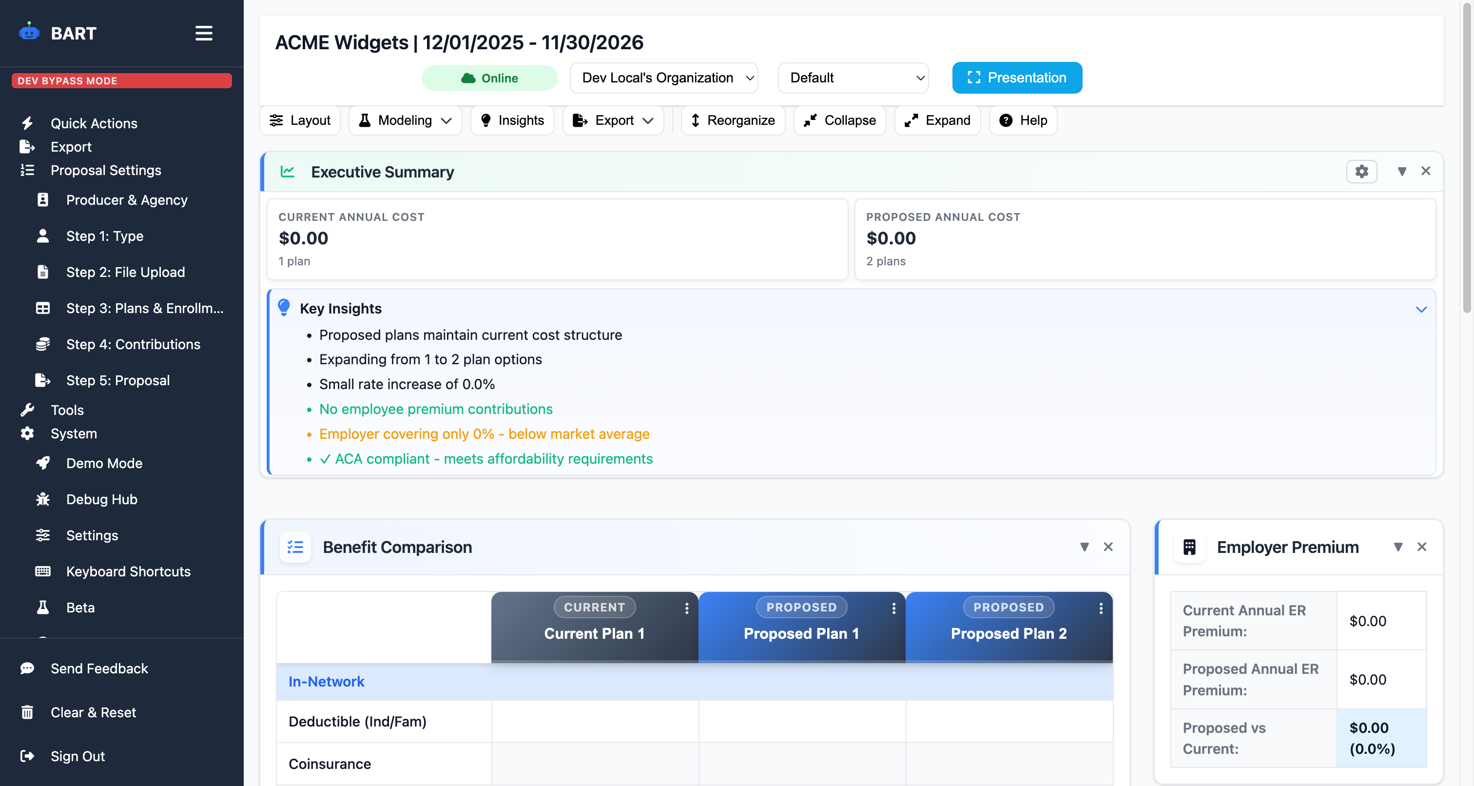 Proposal dashboard preview