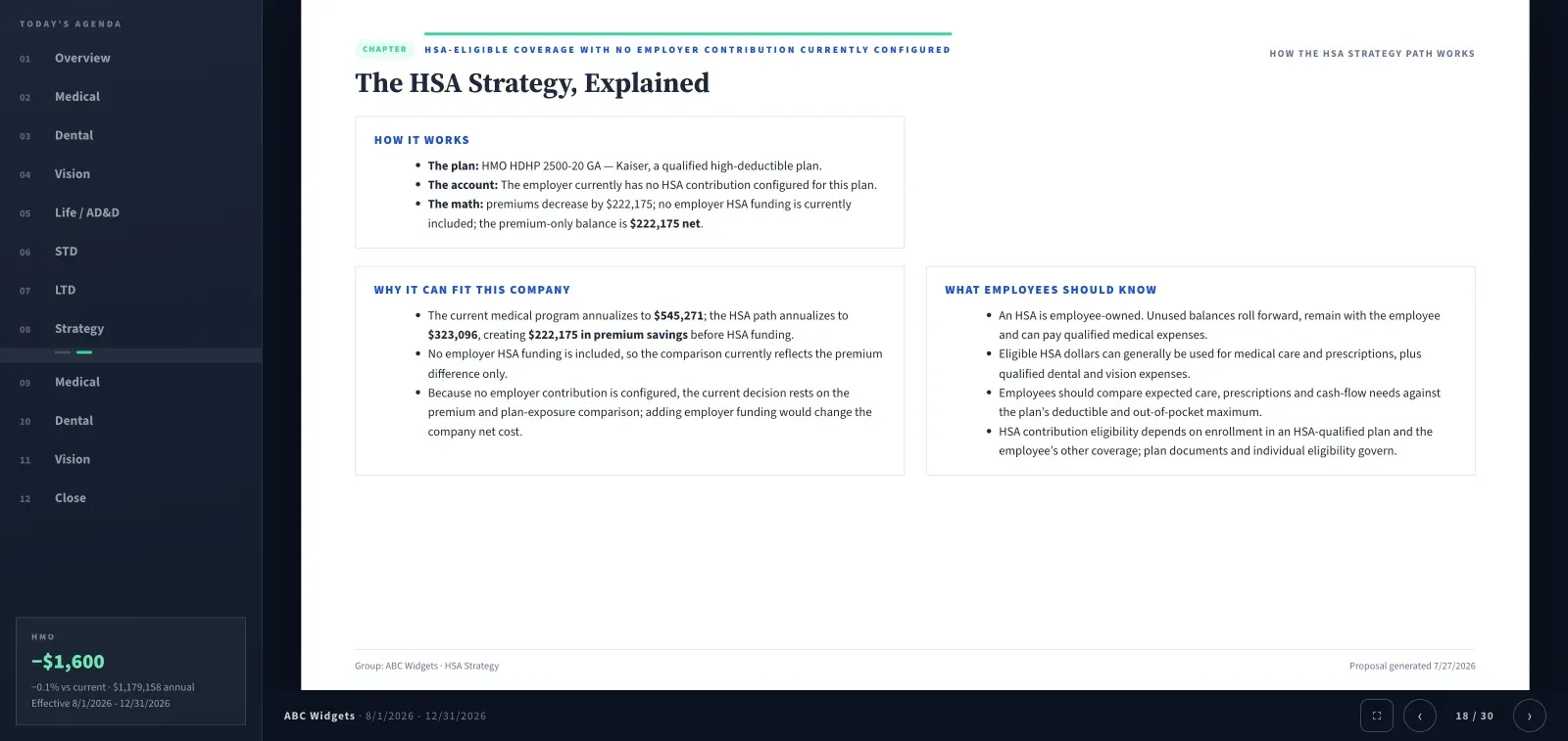 Presentation slide explaining how the HSA strategy path works
