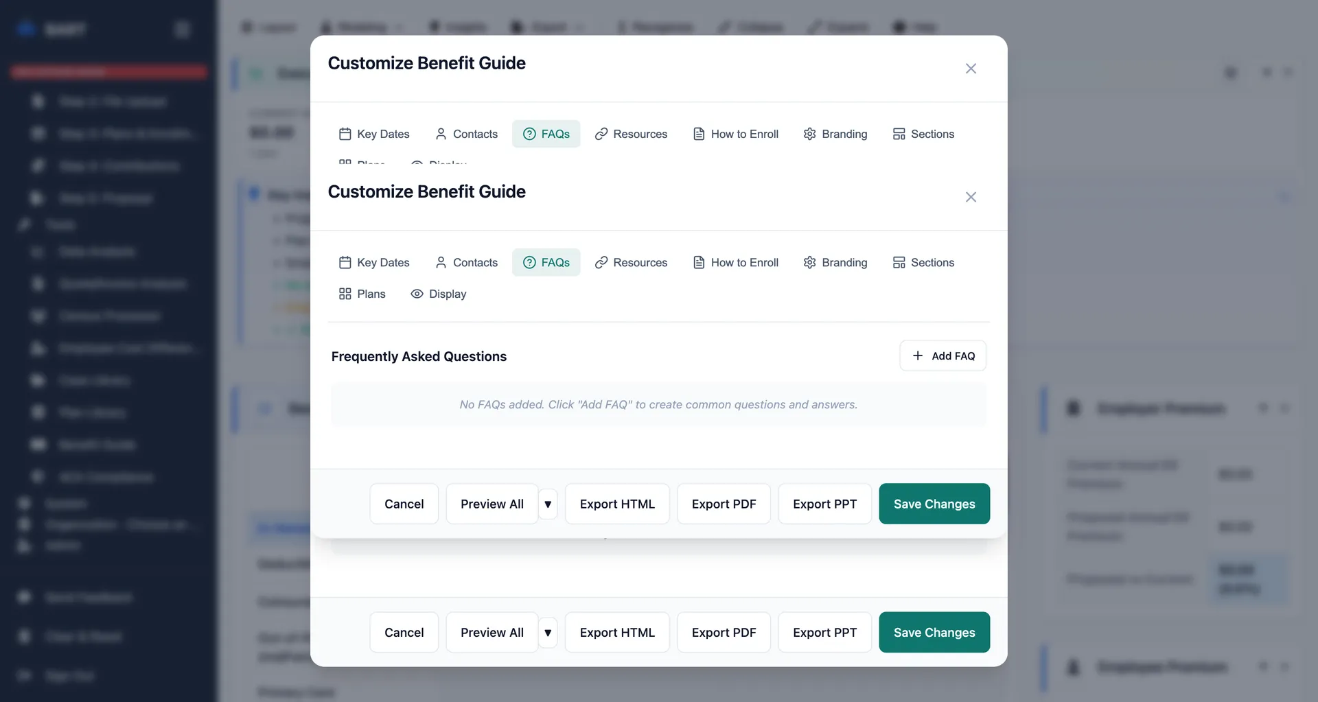 Benefit guide FAQ section