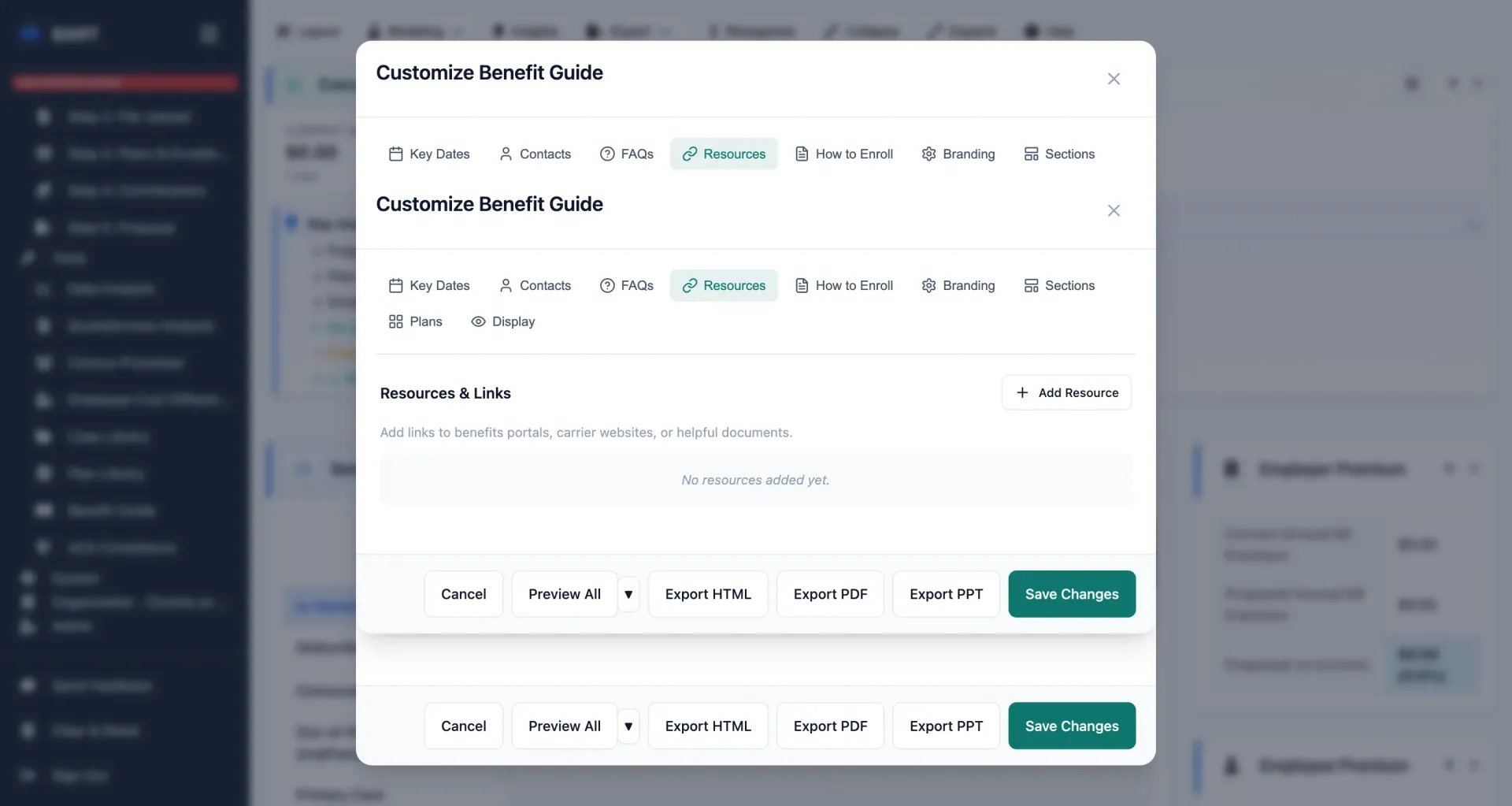 Benefit guide resources section