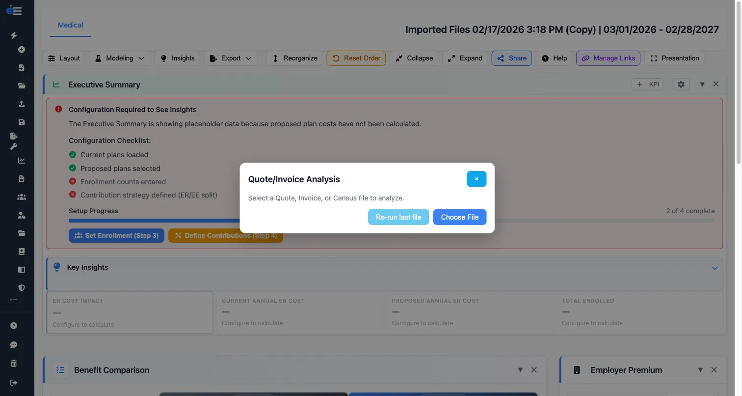 Quote and invoice analysis interface